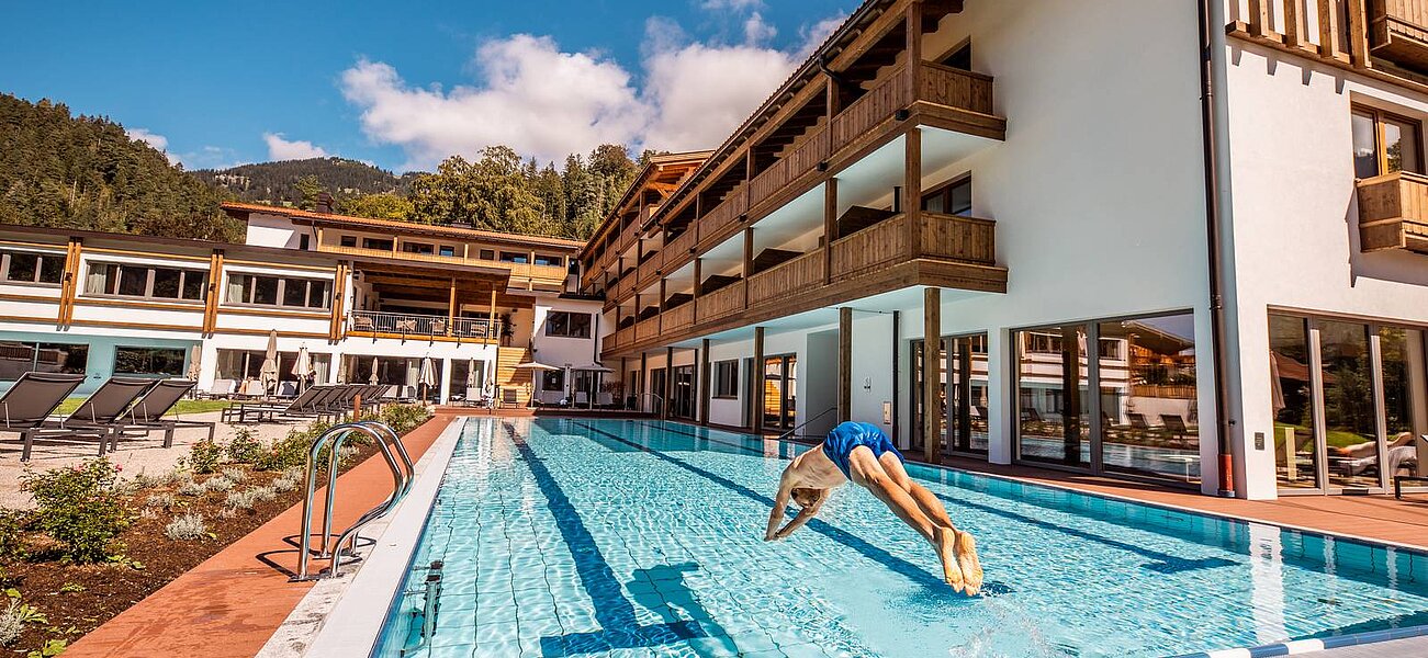 Outdoor pool at Das Bayrischzell Familotel